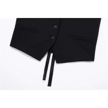 2024 Bow Sleeveless Vests for Women Black Button Tank Top Female Summer Backless Waistcoat Women Top Holiday Vest(Small)