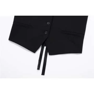 2024 Bow Sleeveless Vests for Women Black Button Tank Top Female Summer Backless Waistcoat Women Top Holiday Vest(Small)