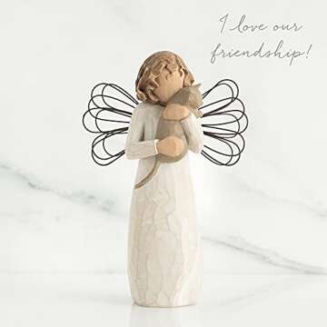 Willow Tree with affection Angel, I Love Our Friendship, Gift to Celebrate Loving Pets and Cat Lovers, Sculpted Hand-Painted Figurine