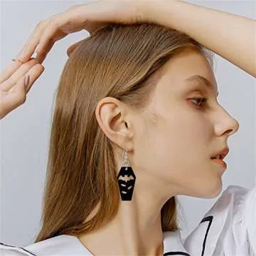 KVANU Unique Handmade Black Bat Earrings for Women