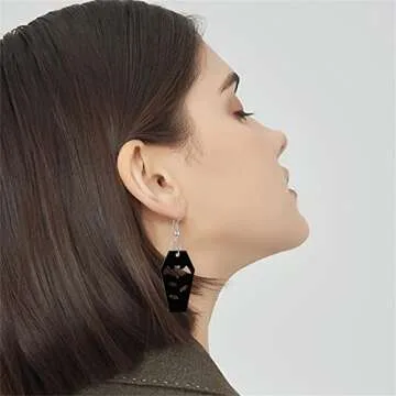 KVANU Unique Handmade Black Bat Earrings for Women