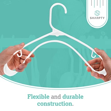 Sharpty Heavy Duty Plastic Clothes Hangers 60-Pack White