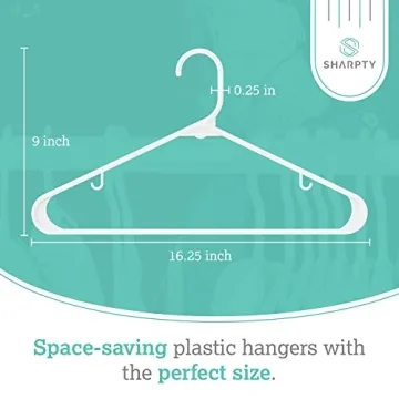 Sharpty Heavy Duty Plastic Clothes Hangers 60-Pack White