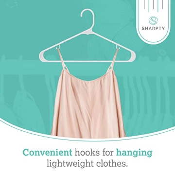 Sharpty Heavy Duty Plastic Clothes Hangers 60-Pack White