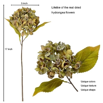 TOPIA Silk Dried Hydrangea Flowers for Elegant Decor