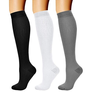 CHARMKING Compression Socks for Women & Men Circulation (3 Pairs) 15-20 mmHg is Best Athletic for Ru...