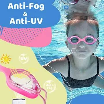 Vvinca Kids Swim Goggles with Bungee Strap & Anti-Fog Features