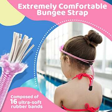 Vvinca Kids Swim Goggles with Bungee Strap No Leaking Anti Fog Toddler Goggles with Quick Adjust Ages 3-14