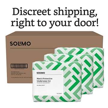 Amazon Brand - Solimo Incontinence Underwear for Men, Maximum Absorbency, Large, 54 Count (3 Packs of 18), White