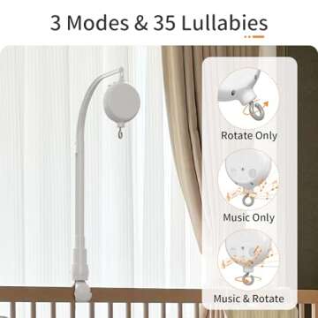 FEISIKE Crib Mobile Motor with 3 Modes and 35 Lullabies
