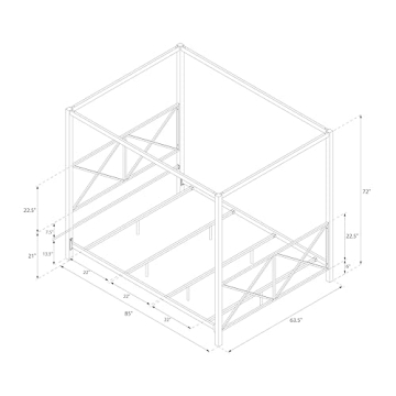 Sturdy Four-Poster Canopy Bed in Elegant Gold Finish