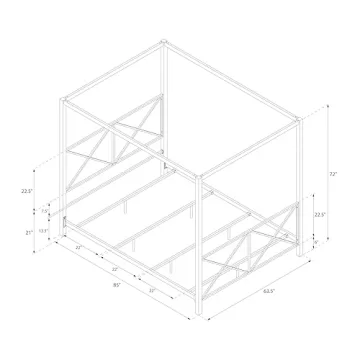Sturdy Four-Poster Canopy Bed in Elegant Gold Finish