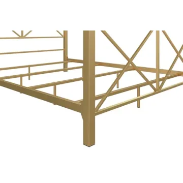 Sturdy Four-Poster Canopy Bed in Elegant Gold Finish
