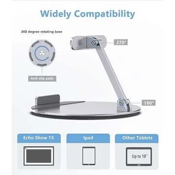Almoz Swivel and Tilt Stand for Echo Show 15, Aluminum Stand for Show 15.6" Smart Display and Up to ...