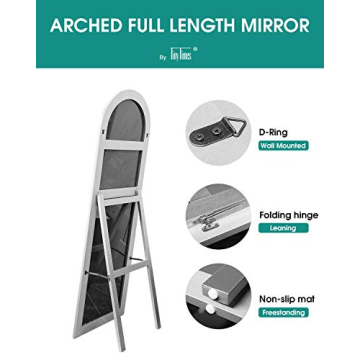 TinyTimes Arched 65''x22'' Full Length Mirror - White