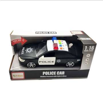 Toy To Enjoy Friction Powered Police Car with Light & Sounds – Heavy Duty Plastic Police Officer C...