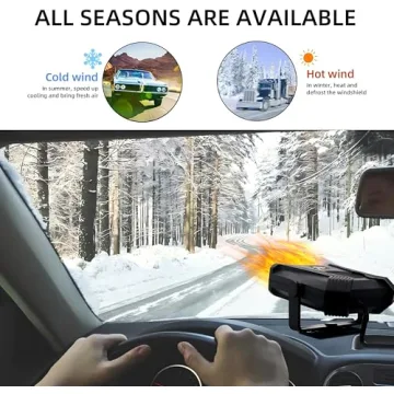 360° Rotatable Car Heater with 12V Cigarette Lighter Plug, Defrost Heat and Cool Windshield Fan Fits for Car SUV CR Truck