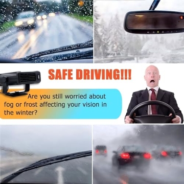 360° Rotatable Car Heater with 12V Cigarette Lighter Plug, Defrost Heat and Cool Windshield Fan Fits for Car SUV CR Truck