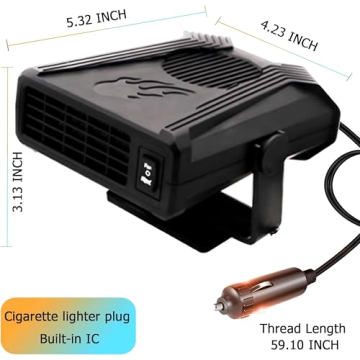 360° Rotatable Car Heater with 12V Cigarette Lighter Plug, Defrost Heat and Cool Windshield Fan Fits for Car SUV CR Truck