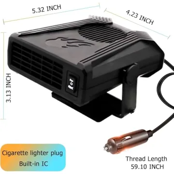 360° Rotatable Car Heater with 12V Cigarette Lighter Plug, Defrost Heat and Cool Windshield Fan Fits for Car SUV CR Truck