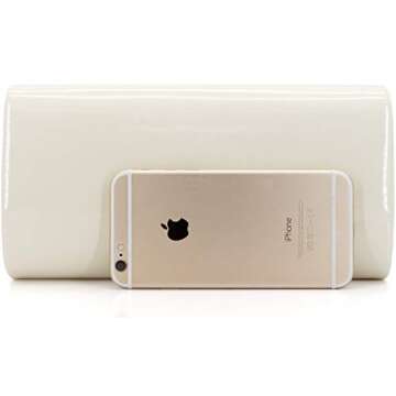Dexmay Patent Leather Envelope Clutch Purse Shiny Candy Foldover Clutch Evening Bag for Women Ivory