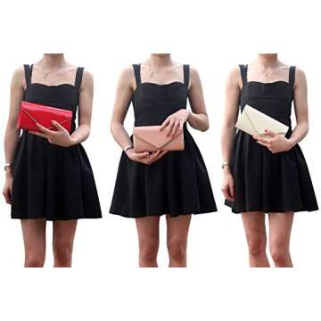 Dexmay Patent Leather Envelope Clutch Purse Shiny Candy Foldover Clutch Evening Bag for Women Ivory