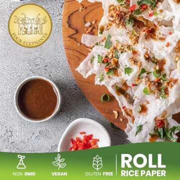 22CM Round Rice Paper Non-GMO | Pack of 1 (12 oz per pack) | Four Elephants Brand | Restaurant Quality Premium Spring Roll | 1 2 3 Seconds & Roll