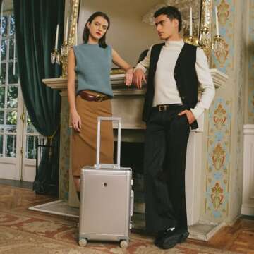 LEVEL8 Gibraltar Carry on Luggage, 20 Inch Aluminum Zipperless Luggages Airline Approved, Hardside Suitcase with TSA Lock and Spinner Wheels, Silver