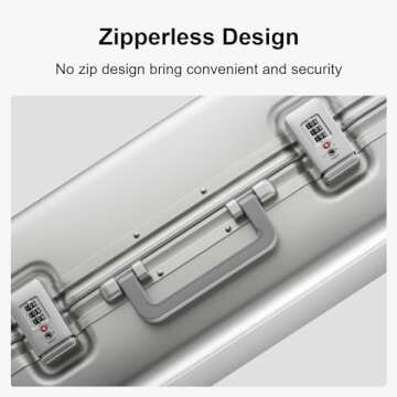 LEVEL8 Gibraltar Carry on Luggage, 20 Inch Aluminum Zipperless Luggages Airline Approved, Hardside Suitcase with TSA Lock and Spinner Wheels, Silver