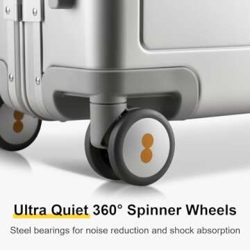 LEVEL8 Gibraltar Carry on Luggage, 20 Inch Aluminum Zipperless Luggages Airline Approved, Hardside Suitcase with TSA Lock and Spinner Wheels, Silver