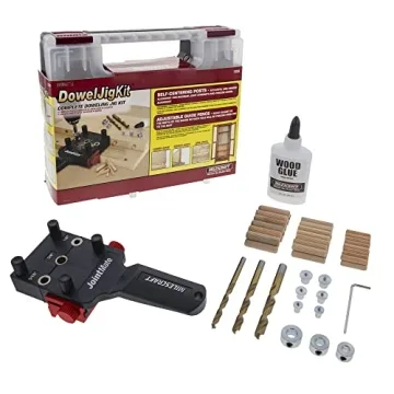 Milescraft 1333 Dowel Jig Kit - New, Improved, Self-Centering Handheld Dowel Jig with 3 Metal Bushin...