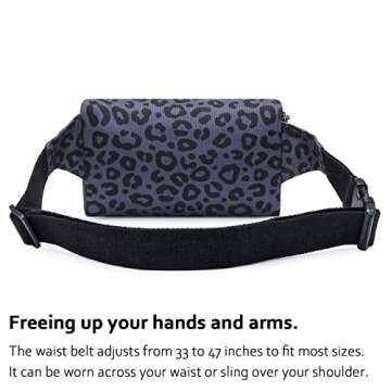 HotStyle 521s Fashion Fanny Pack, Small Waist Bag for Hiking, Cross Body Style Cute for Women, Kids & Girls, Cheetah, Dark Gray