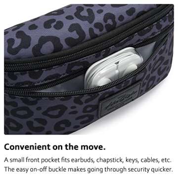 HotStyle 521s Fashion Fanny Pack, Small Waist Bag for Hiking, Cross Body Style Cute for Women, Kids & Girls, Cheetah, Dark Gray