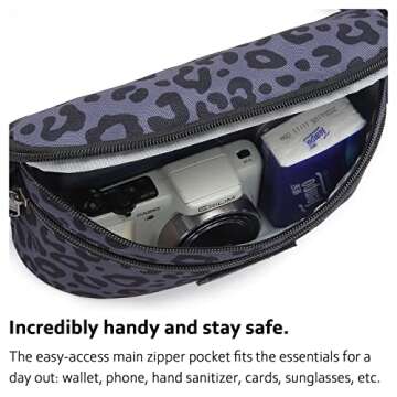 HotStyle 521s Fashion Fanny Pack, Small Waist Bag for Hiking, Cross Body Style Cute for Women, Kids & Girls, Cheetah, Dark Gray