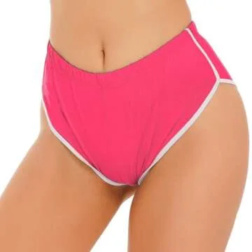 winying Womens Mid-Rise White Edge Booty Yoga Shorts Summer Sports Gym Workout Running Slimming Fitness Activewear Hot Pink Large