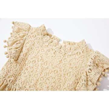 Niyage Toddler Girls Elegant Lace Pom Pom Flutter Sleeve Party Princess Dress