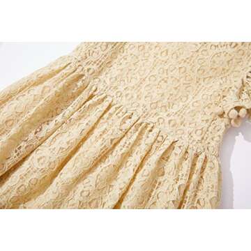 Niyage Toddler Girls Elegant Lace Pom Pom Flutter Sleeve Party Princess Dress