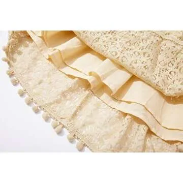 Niyage Toddler Girls Elegant Lace Pom Pom Flutter Sleeve Party Princess Dress