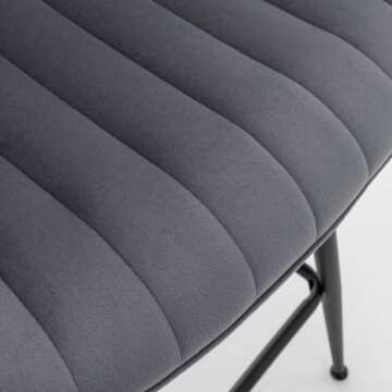 Whiterye Counter Height Bar Stools, Modern Velvet Barstools Set of 2 with Black Legs and Fabric Seat and Back for Kitchen Island, Grey.