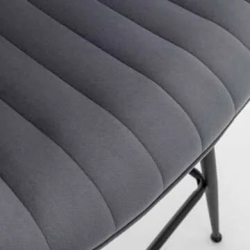 Whiterye Counter Height Bar Stools, Modern Velvet Barstools Set of 2 with Black Legs and Fabric Seat and Back for Kitchen Island, Grey.