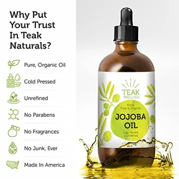 Teak Naturals Cold Pressed Organic Jojoba Oil 4 Ounces