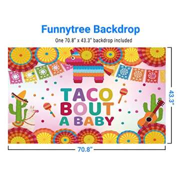 Funnytree Mexican Fiesta Baby Shower Photography Backdrop Taco Bout a Baby Mexico Cactus Party Backg...