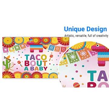 Funnytree Mexican Fiesta Baby Shower Photography Backdrop Taco Bout a Baby Mexico Cactus Party Background Cinco de Mayo Colorful Flags Dress up Banner Cake Table Decoration Photo Booth Props