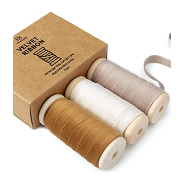 Luxe Nude Ivory Velvet Ribbon Set for Crafts & Gifts