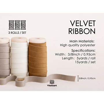 Luxe Nude Ivory Velvet Ribbon Set for Crafts & Gifts