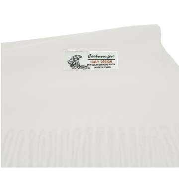 Glory Max Unisex Plain Solid Color Winter Scarf Cashmere Feel Soft Classic 72"x12" (White)