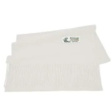 Glory Max Unisex Plain Solid Color Winter Scarf Cashmere Feel Soft Classic 72"x12" (White)
