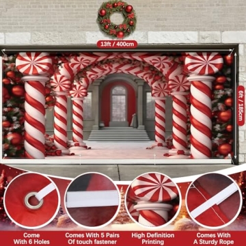 HunnmingRe 6x13ft Christmas Garage Door Cover for Holiday Decor