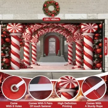 HunnmingRe 6x13ft Christmas Garage Door Cover for Holiday Decor