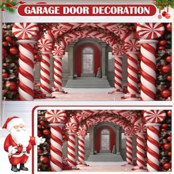 HunnmingRe 6x13ft Christmas Garage Door Cover for Holiday Decor